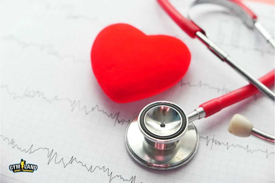 قلبی که با دستگاه کاردیو اندازه گرفته می شود به رنگ قرمز به همراه یک گوشی